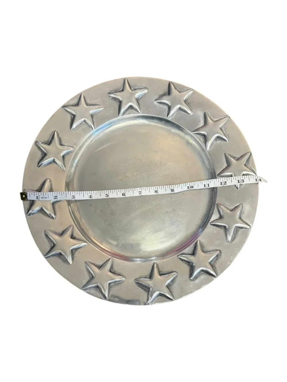 Vintage Mariposa Silver Aluminum Star Pattern Platter 14